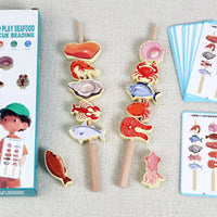 Wooden Lacing Beads Set Color & Shape Recognition Educational Threading Game