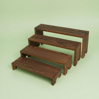 4 Pieces Collectible Display Steps Solid Wood Wooden Display Riser Set