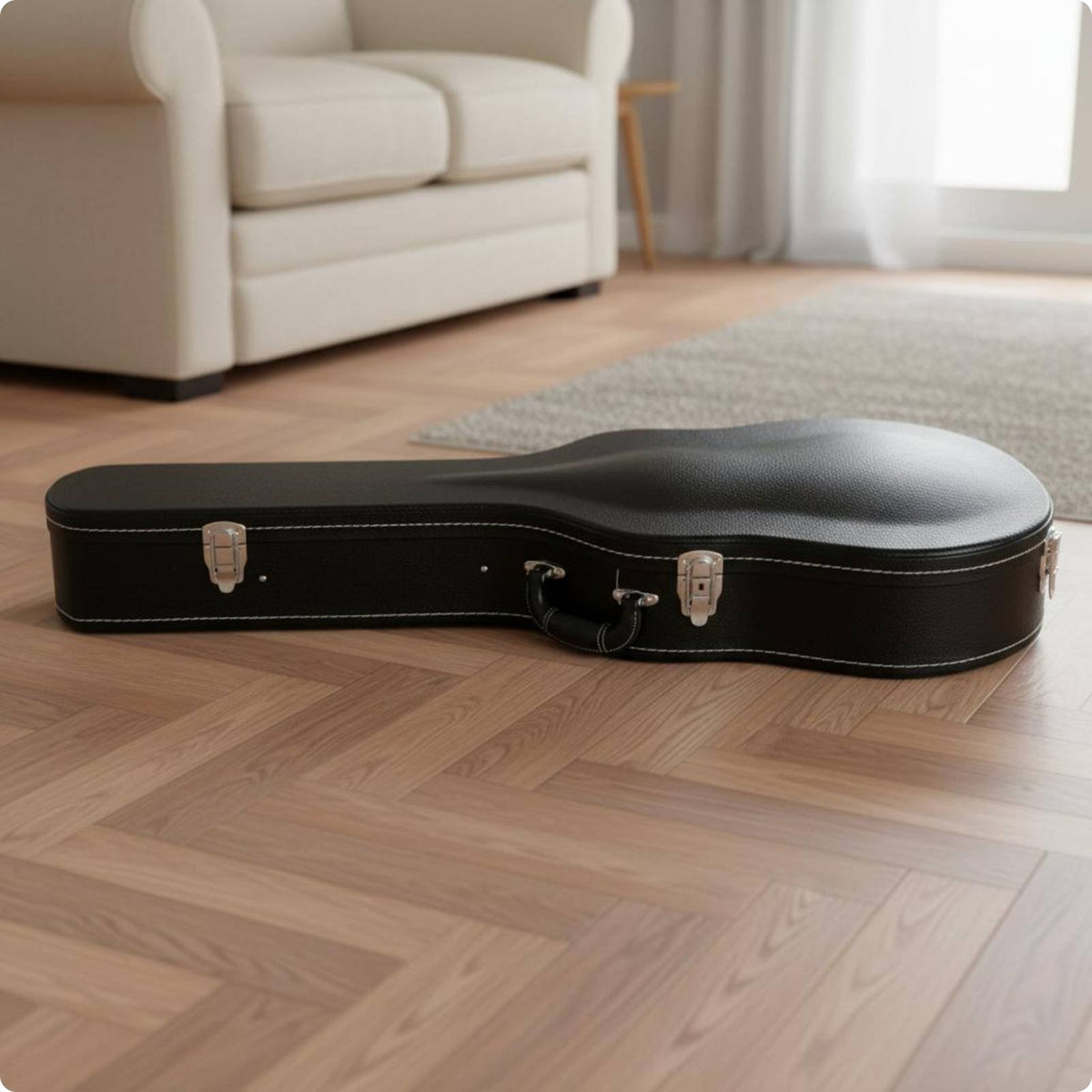 41 Inch Guitar Case Convex Top Hard Shell Guitar Case Zippered Lock Latch