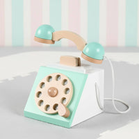 Wooden Rotary Telephone Toy Sleek Edges Retro Wooden Rotating Number Wheel Phone Retro Rotating Number Wheel Phone Toy