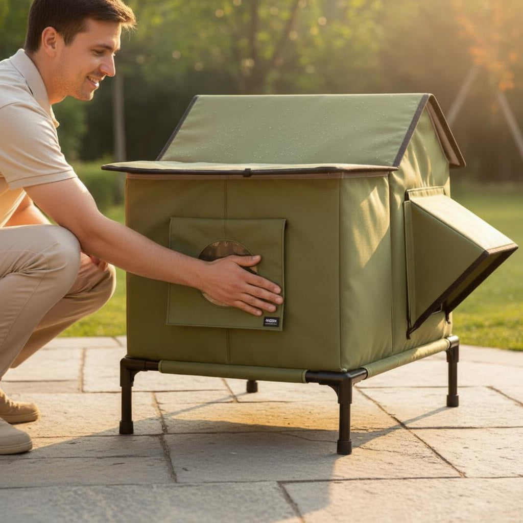 Foldable Pet House Detachable Waterproof Feline Shelter Winter-Proof for Patio
