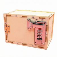 Wooden Lock Box Kit Metal Hardware Storage Item Natural Wood Grain