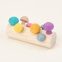 8 Pieces Wood Toadstool Picking Game Hand-Eye Coordination Color Learning Toy