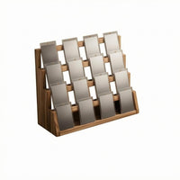 Wooden Card Rack Rectangular Base 4-Tier Wooden Card Display Stand Multi-Purpose
