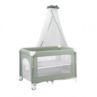 Foldable Baby Crib Two-Level Adjustable Portable Playpen Net