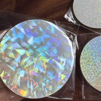 Holographic Badge Film Multiple Patterns Available Round Sparkle Overlay