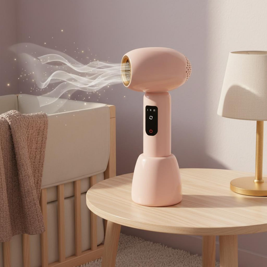Baby Hair Dryer Quiet Cordless Hair Dryer Battery Powered for Home, Travel, Kids
