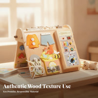 Foldable Busy Board Latch Panel Wooden Busy Board Lacing for Children