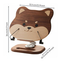 Shiba Inu Book Stand Solid Wood Wooden Reading Stand Storage Tray Base