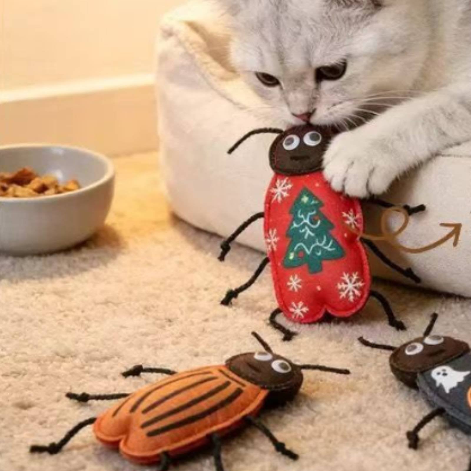 Creepy-Crawly Feline Toy Stitched Stuffed Feline Teaser Printed Markings