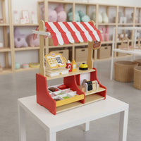 Sandwich Stall Toy Educational Wooden Burger Stand Interactive Play Restaurant Counter for Kids