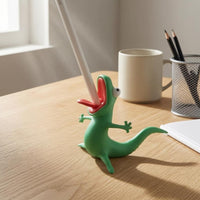 3D-Printed Lizard Pen Holder Standing Figurine Lizard Pen Holder Curved Tail