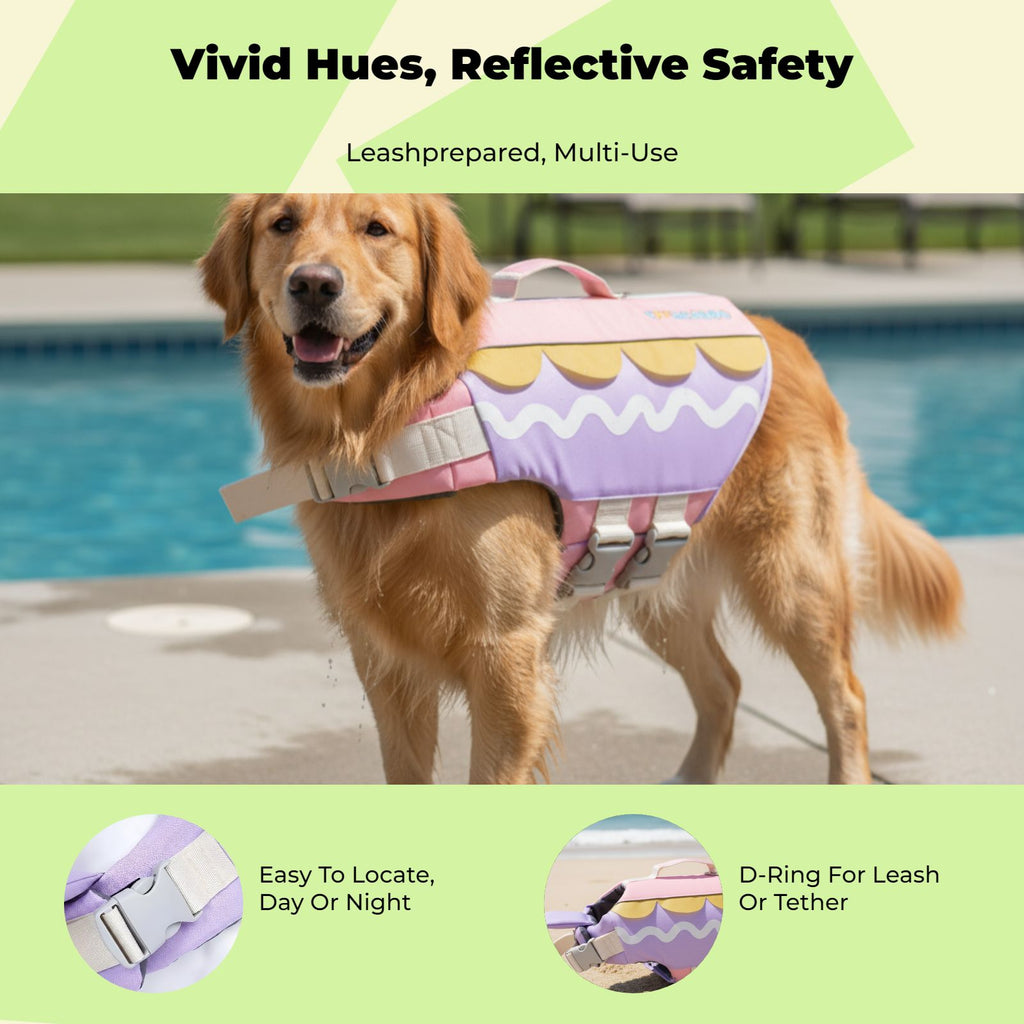 Buoyant dog life jacket for swimming