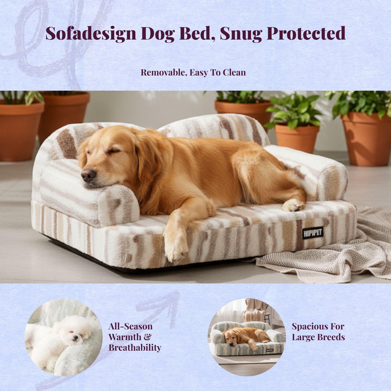 Orthopedic dog bed with removable cover