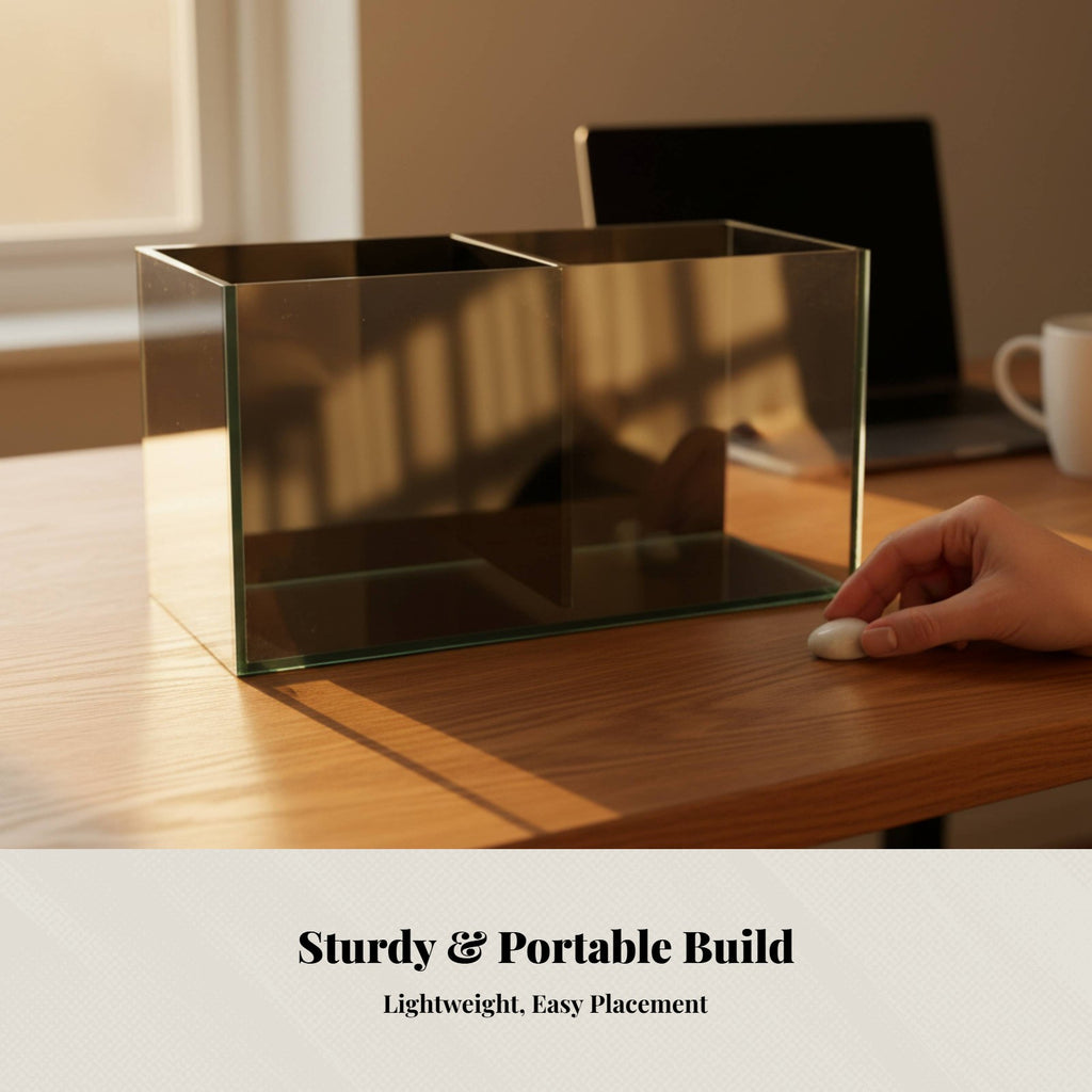 Black Back Glass Fish Bowl, Crystal Clear, Mini Desktop Aquarium, Office, Small Isolation Box