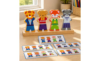 Animals Color Sorting Toy Early Learning Animal Matching Board Hand-Eye Coordination Wood Animal Shape Sorter for Kids, Preschool, Kindergarten