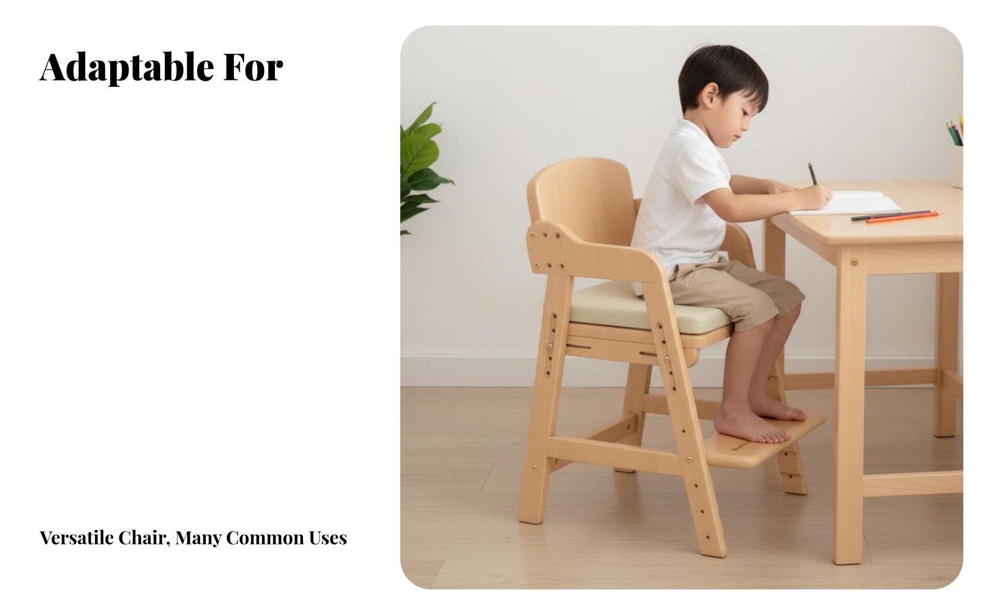 Adjustable Wooden Learning Chair Grows with Your Child for Preschoolers, Parents