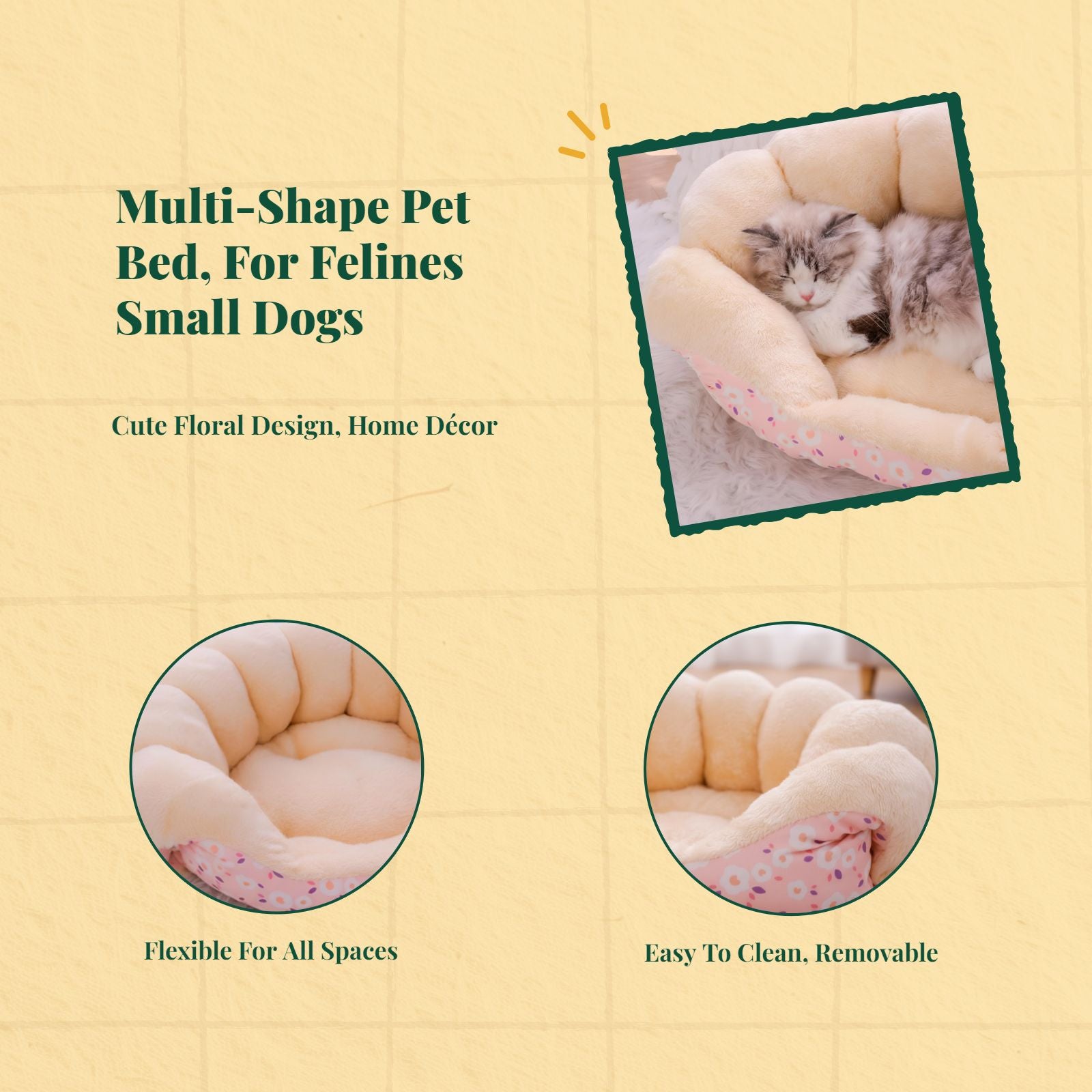 Cat Bed, Cozy Plush Sofa, Enclosed Dog Bed, Removable Pad
