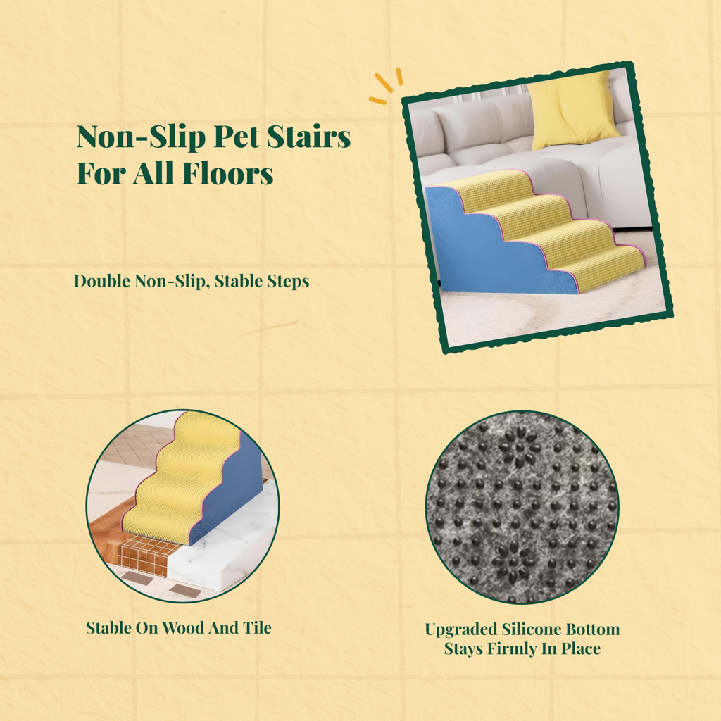 Non-slip dog stairs, gentle ramp