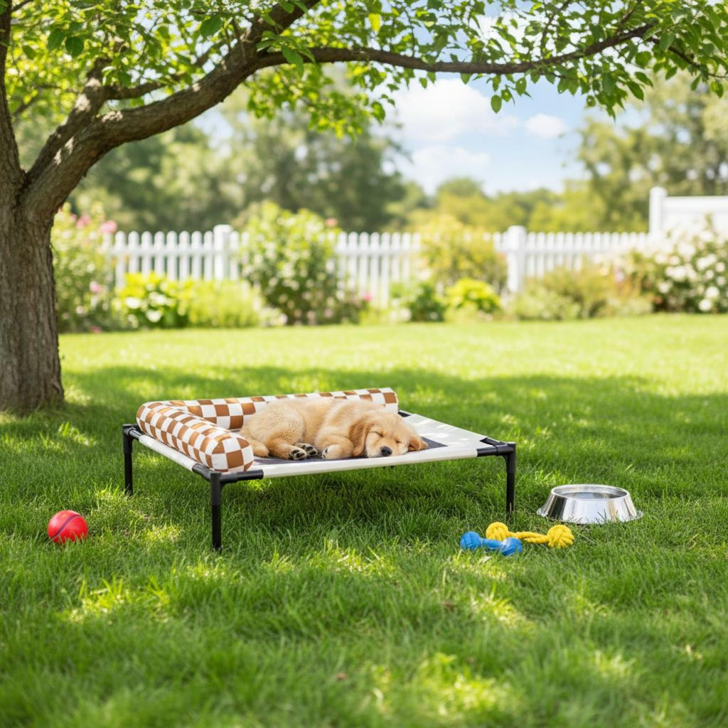 Breathable Mesh Dog Cot Removable Cover Raised Feline Bed for Cats