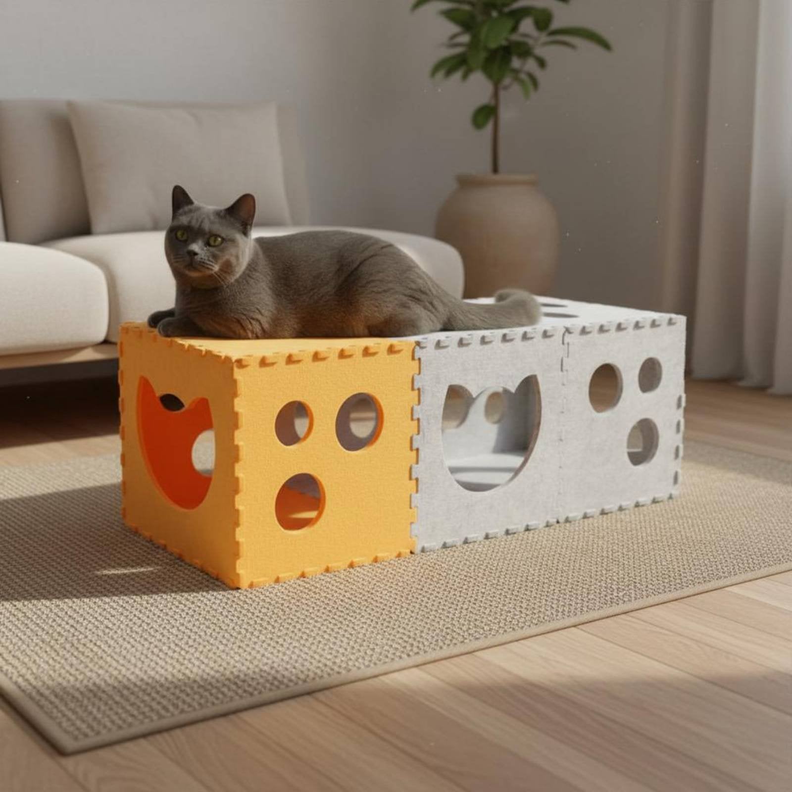 Foldable Play Tunnel Easy Storage DIY Feline Retreat Stimulates Innate Behaviors Stackable Cat Tunnel for Multiple Cats, Small Animals