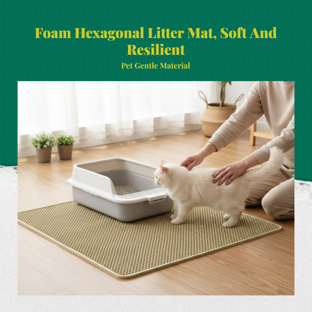 Water-resistant hex mat protects floors.