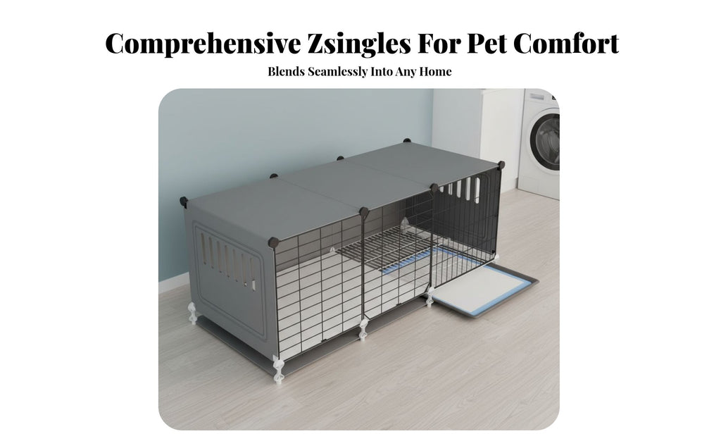 Dog Enclosure with Toilet Z Single D Living Space Pet House with Potty Tray Small Dog Playpen with Divider Easy to Clean Mesh