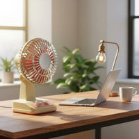 Mini Desktop Fan Long Battery Life Retro Desk Fan Brushless Engine for Office