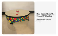 Rhythm Drum Rhythm Percussion Instrument Clear Sound Colored Wooden Rawhide Drum for Classroom