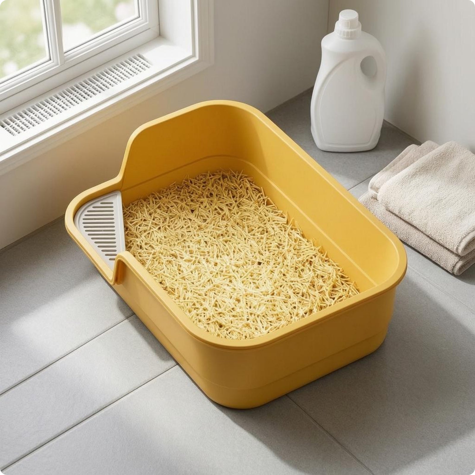 Semi-Enclosed Litter Box Removable Scoop Uncovered Top Feline Litter Box