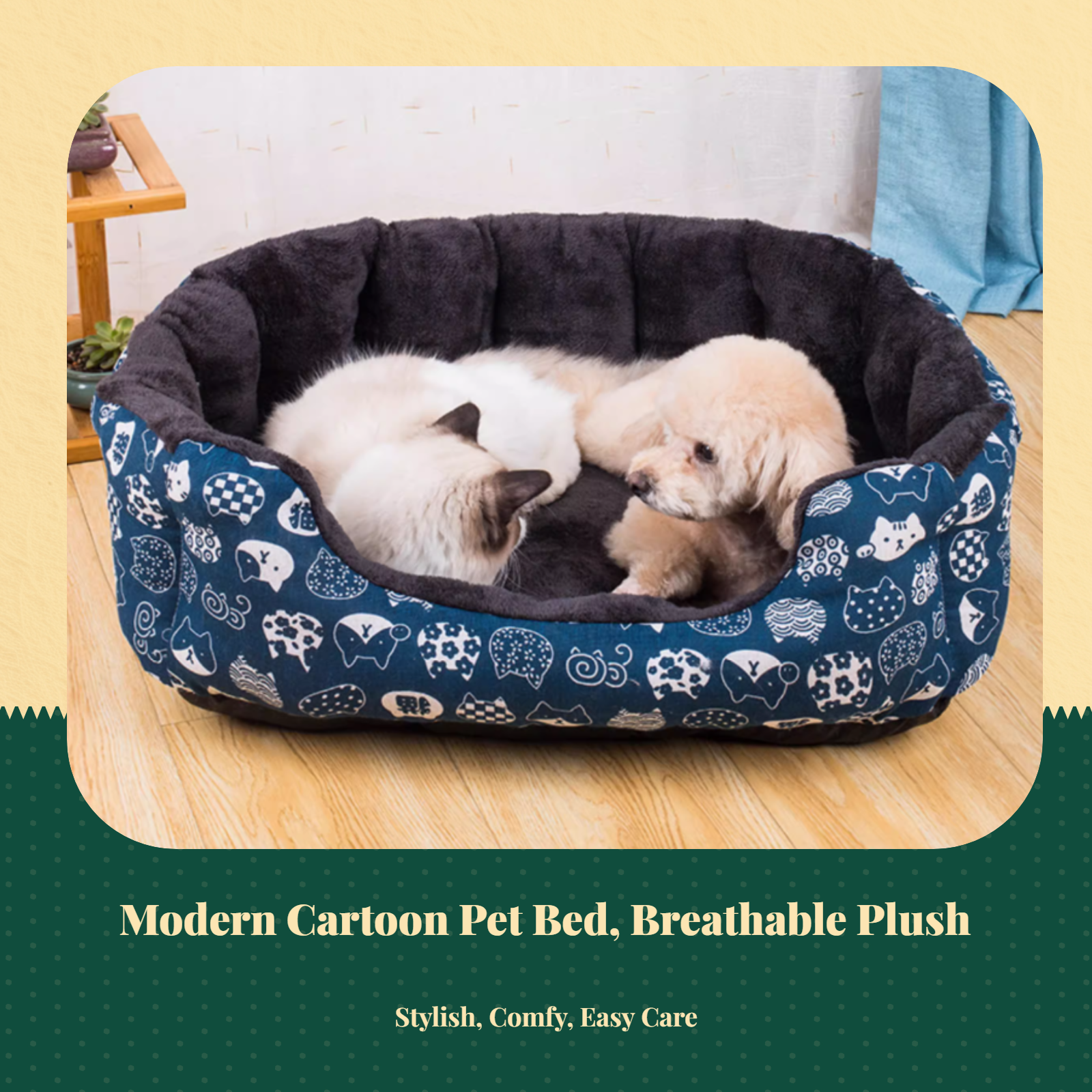 Cartoon Cat Bed Dog Mat Winter Warm Pet Bed PP Multi-Scene Use