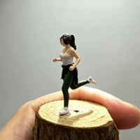 Miniature Running Woman Statue Realistic Running Woman Miniature Dimensional Decor for Model Display