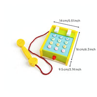 Wooden Toy Telephone Raised Buttons Kids Plaything Colorful for Preschoolers