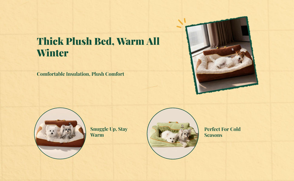 Washable pet bed with winter mat.