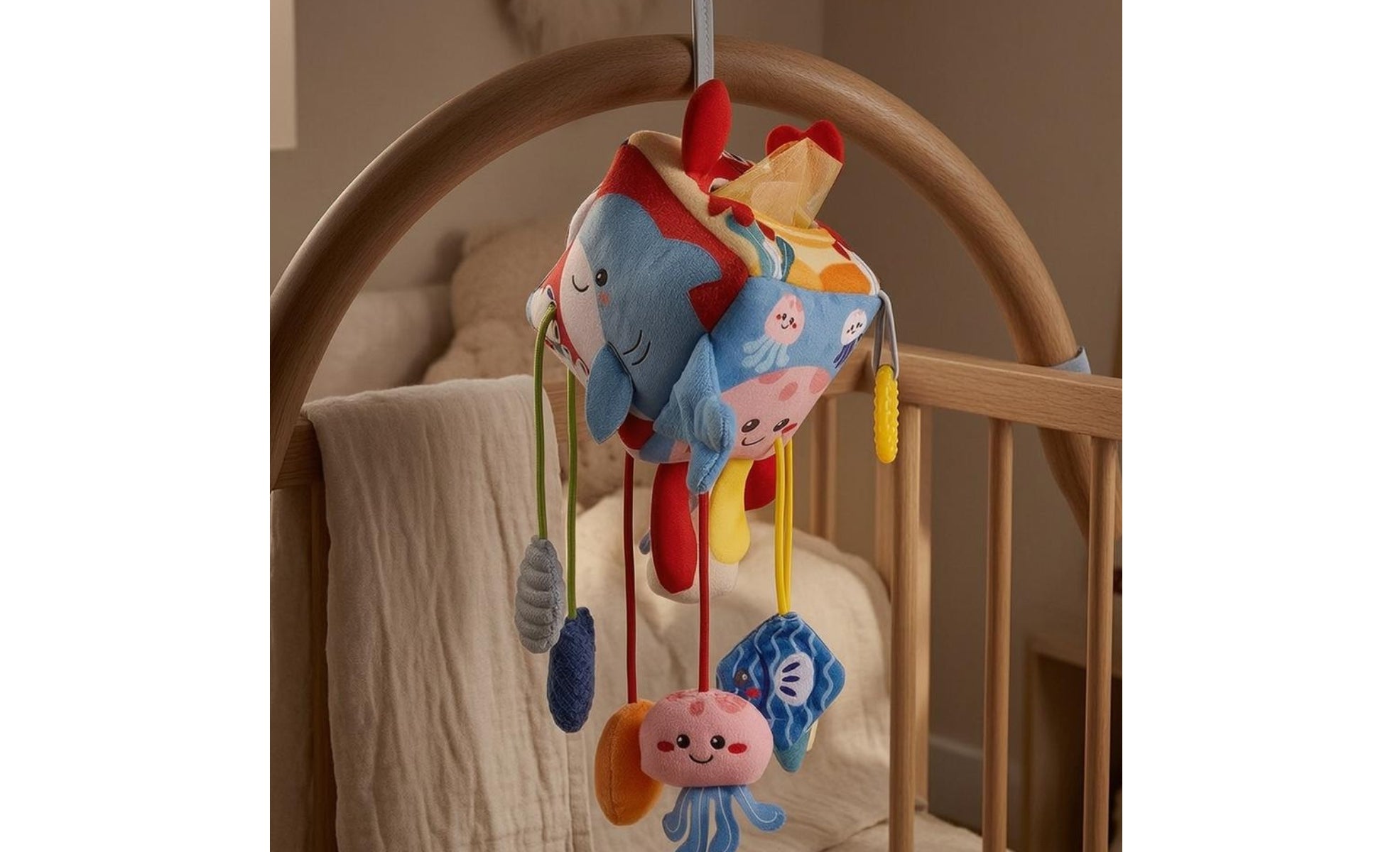 Hanging Baby Carriage Toy Padded Crib Hanging Toy Dangling Cords