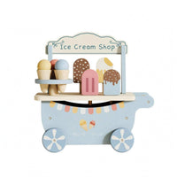 Wooden Ice Cream Cart Painted Wheeled Ice Cream Cart Fine Motor Skills Children's Toy