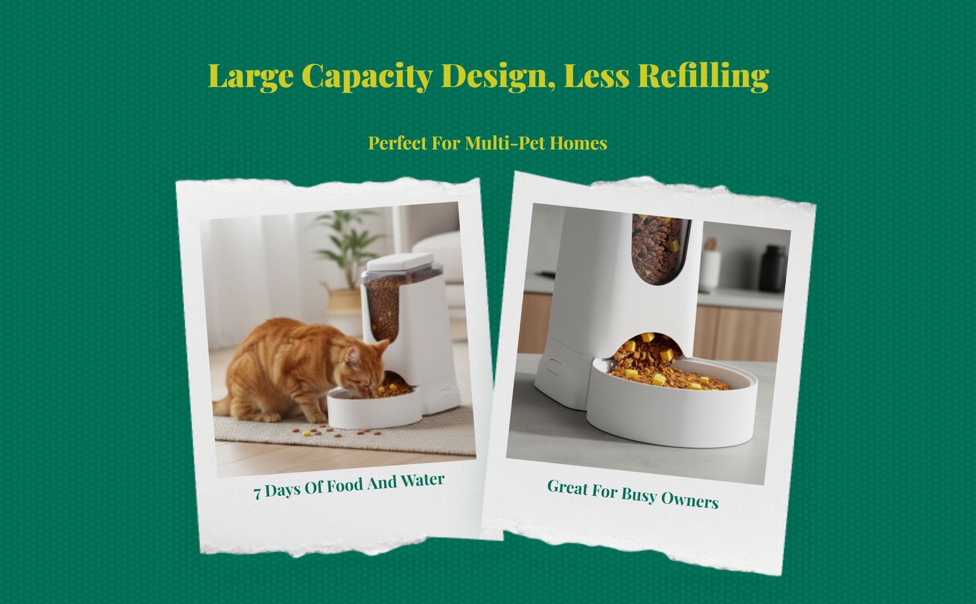 Large auto pet feeder, no power needed