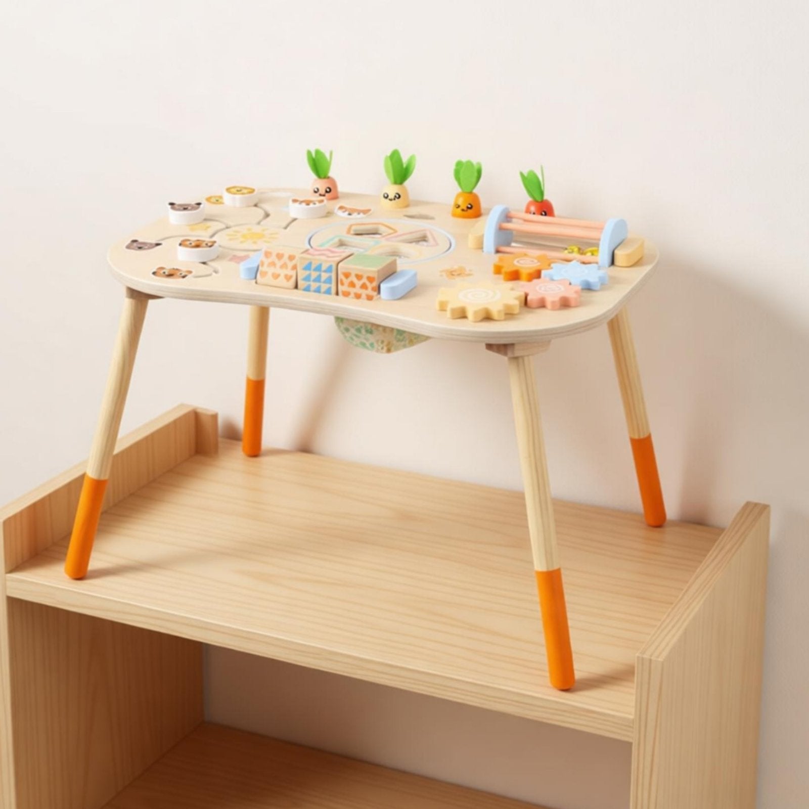 Exploratory Busy Table Smooth Edges Multifunctional Wooden Activity Sturdy Table Design Infant Toy for Young Children, Infants, Playroom