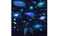 Illuminated Galaxy Wall Decals Self Night Ceiling Stickers Crisp Printing House Decoration for Kids, Young Children, Playroom, Nursery