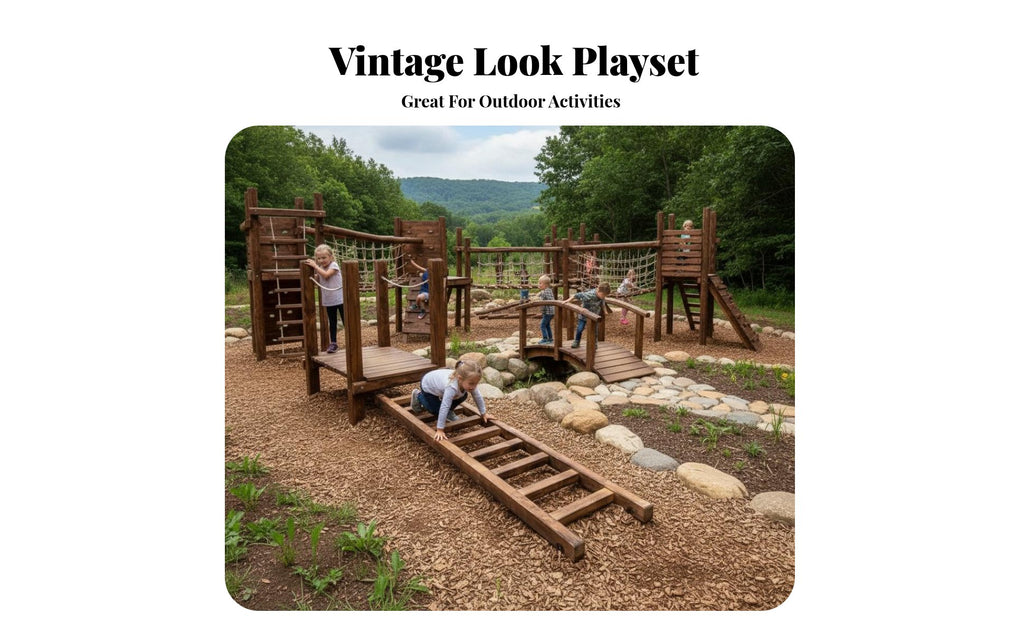 16 Pieces Carbonized Wood Kindergarten Physical Training Set Encourages Active Play Kids Balance Beam Course Builds Strength Wooden Climbing Frame Set Long-Lasting Construction for Toddlers, Teachers, Parents, Daycare Center, Outdoor, Playground