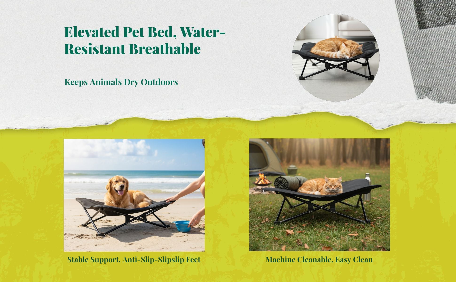 Waterproof raised pet bed