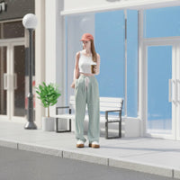 Girl Figure Holding Coffee Display Scene Accessory Coffee Cup Figurine