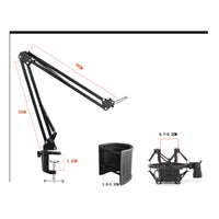 White Mic Arm Stand U-Shaped Blast Filter Desk Mic Arm