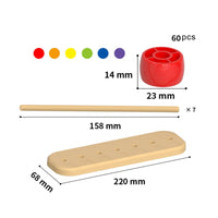 Rainbow Bead Stacking Toy Hand-Eye Coordination Rainbow Bead Sorting Set Cognitive Development Color Matching Peg Board Game for Preschoolers, Daycare
