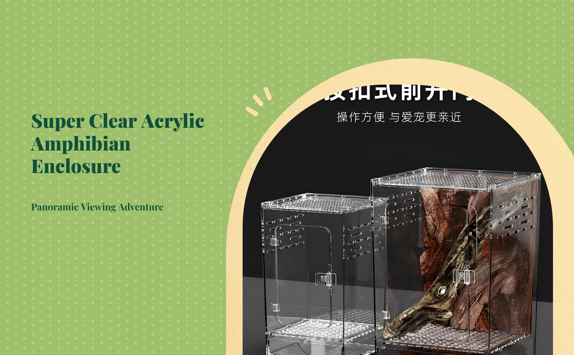 Clear acrylic terrarium for arachnids, geckos