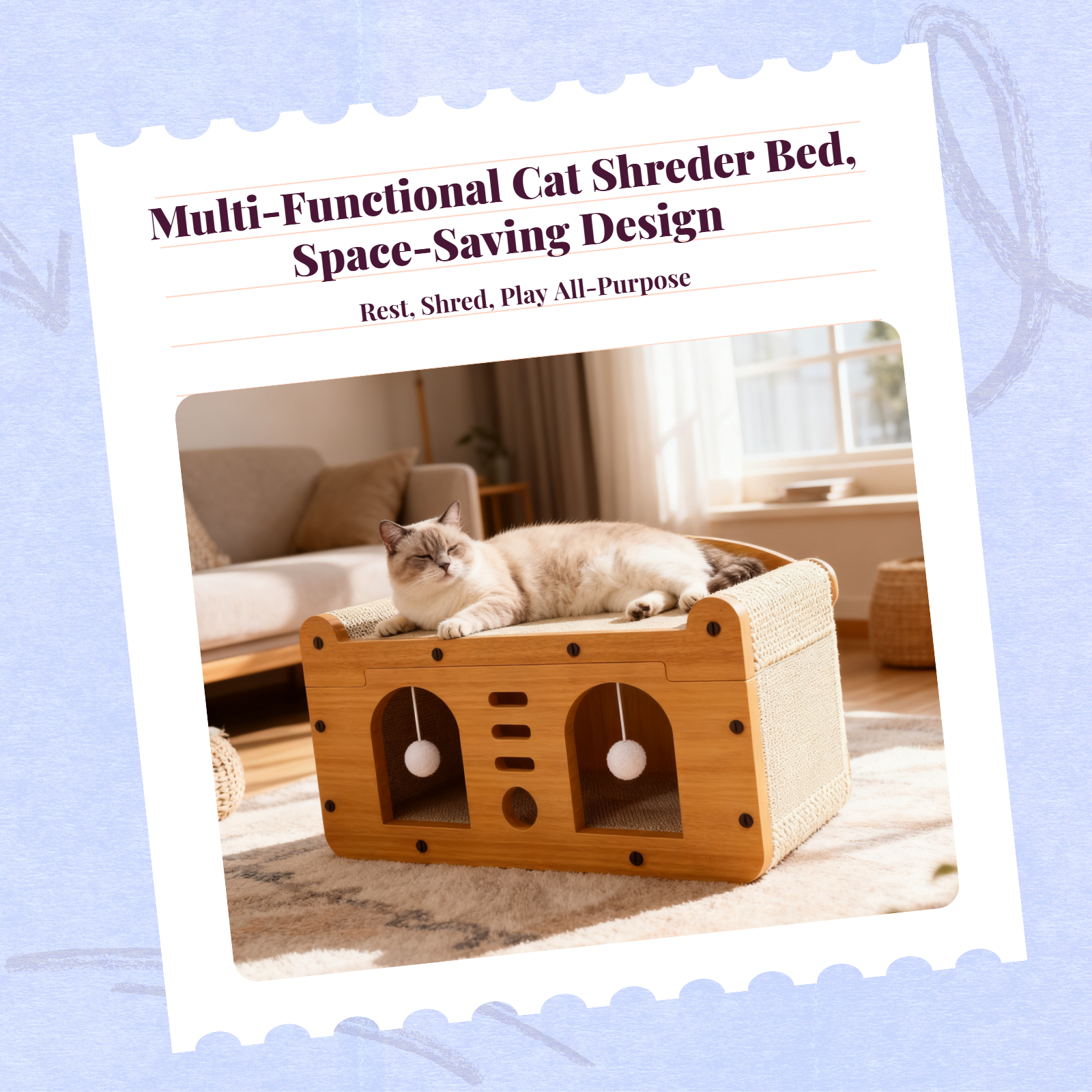 Cat Scratcher House, Upright Cat Bed, Climbing Mat in One