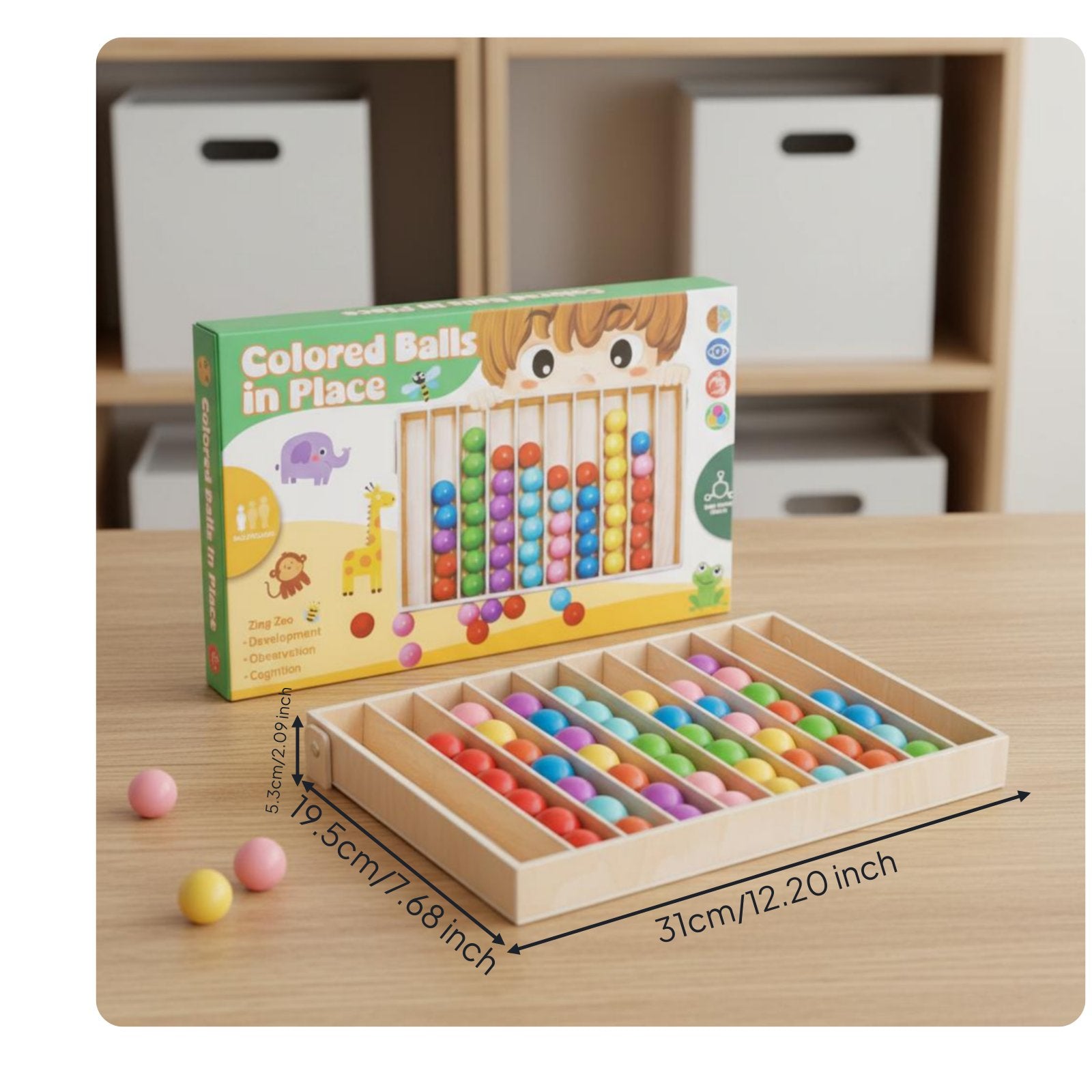 Brain Teaser Colored Ball Sorting Game Learn Through Play Color Sorting Bead Game Fine Movement Skills Development Color Matching Game Board Hand-Eye Coordination for Children, Toddlers, Classroom