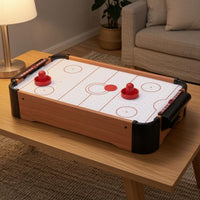 Tabletop Air Hockey Game 2-Player Wood-Look Air Hockey Table Easy to Set Up