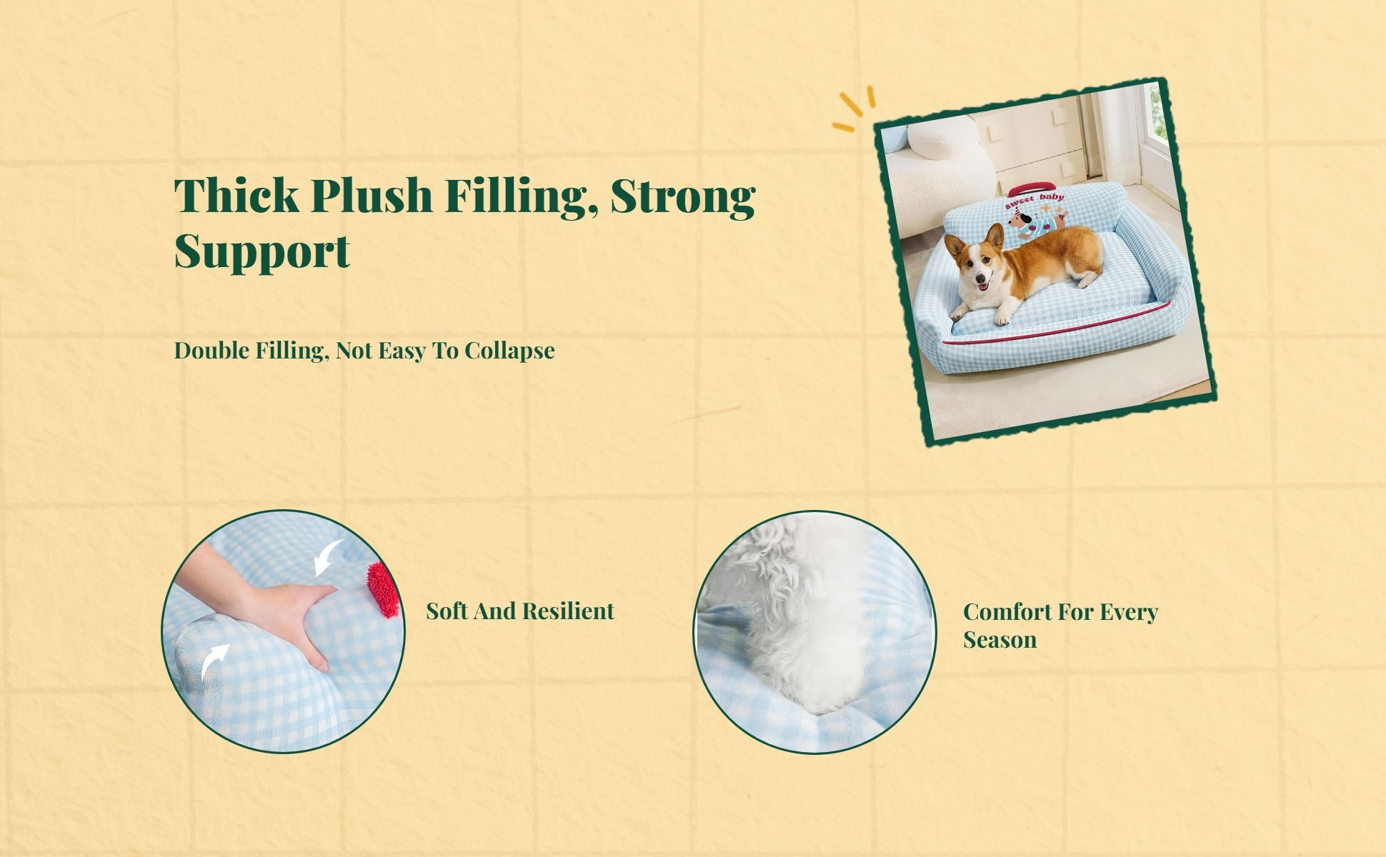 Removable plush pet sofa bed for all-season comfort