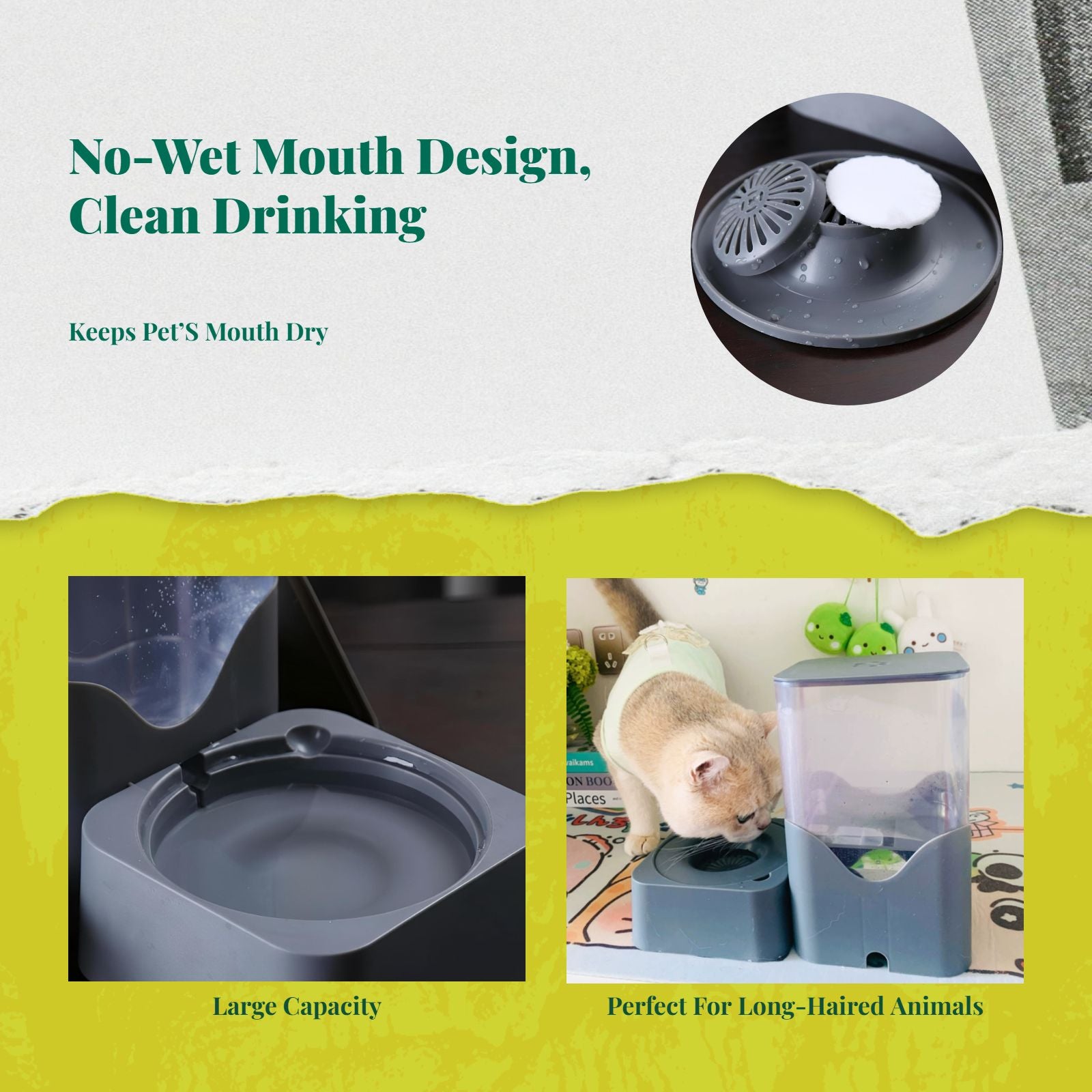 Pressure-fed pet water bowl, no power